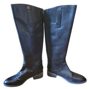 Franco Sarto Becky Black Leather Knee High Boots Women's 8.5 Riding Boots